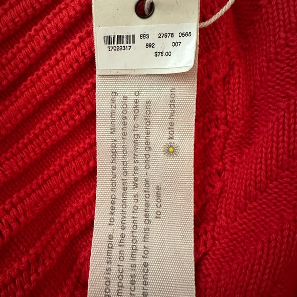 HAPPY X NATURE RED HEAVY KNIT PUFF SLEEVE BOW TIE BACK SWEATER M NWT - Picture 5 of 5